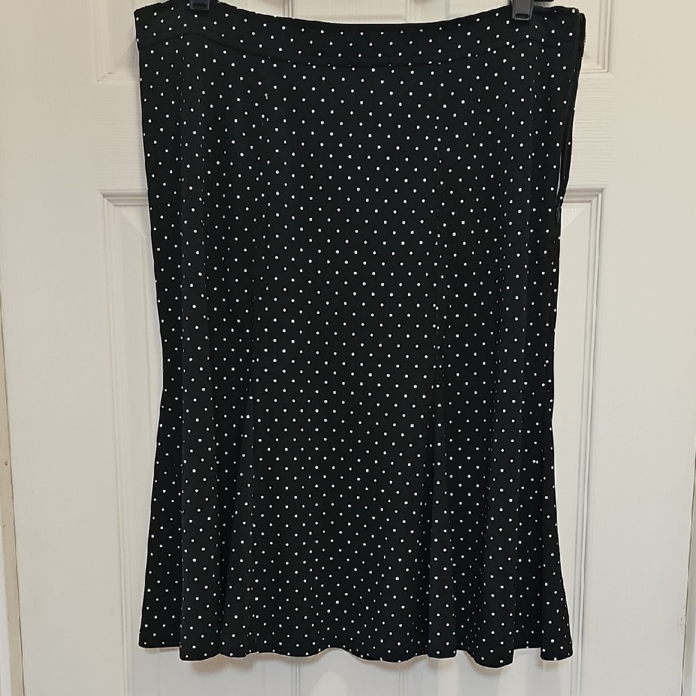Talbots Black and White Midi A-Line Skirt